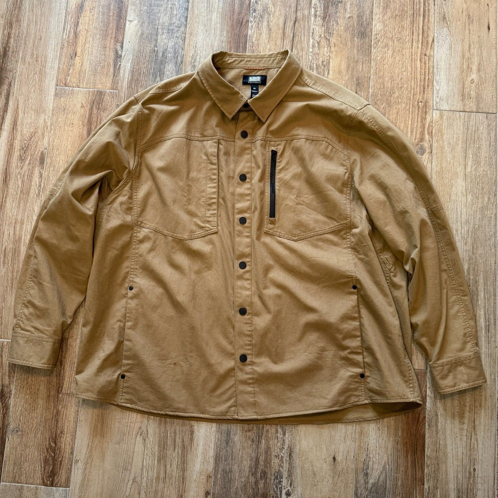 Alaskan Hardgear Duluth Trading Co Mens XXL Tan Snap Front Utility Work Shirt‎